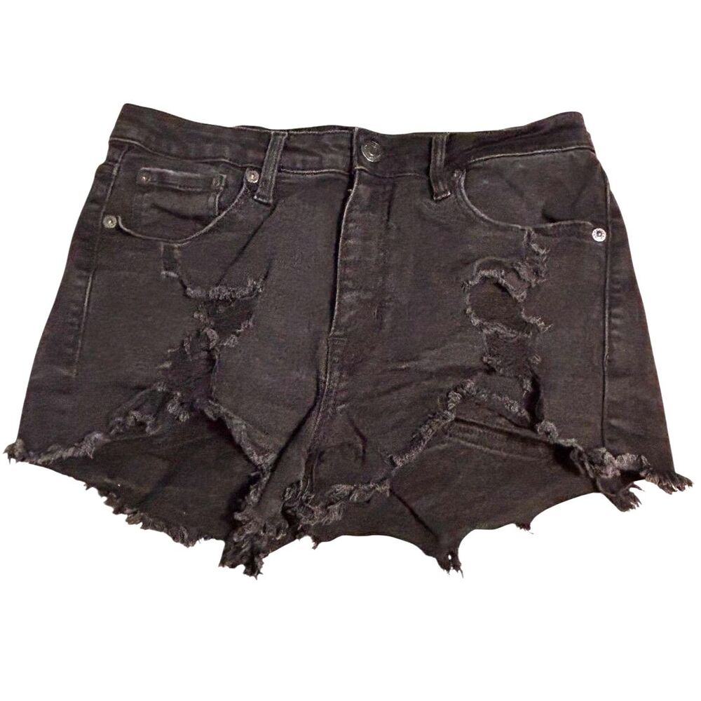 Aeropostale Vintage High Rise Shorty Black Distressed Denim Shorts W Size 6